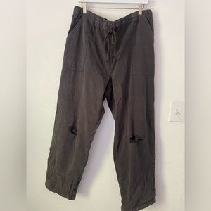 Aerie pant - dark grey cotton distressed denim joggers NWT
